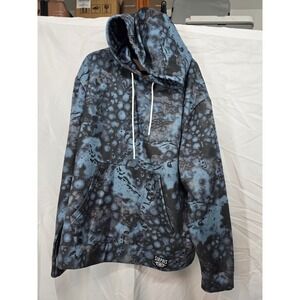 SIRPHIS Mens Graphic Print Hoodie Pullover Blue Black Size XXL